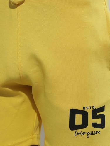 Crimsoune Club Boy's Yellow Typographic Print Shorts (7-8Y)