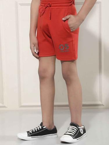 Crimsoune Club Boy's Red Typographic Print Shorts (7-8Y)