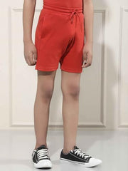 Crimsoune Club Boy's Red Typographic Print Shorts (7-8Y)