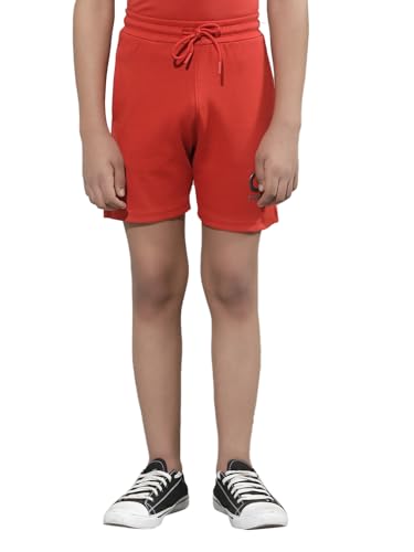 Crimsoune Club Boy's Red Typographic Print Shorts (7-8Y)