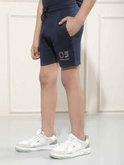 Crimsoune Club Boy's Navy Blue Typographic Print Shorts (13-14Y)