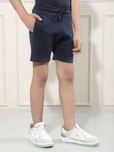 Crimsoune Club Boy's Navy Blue Typographic Print Shorts (13-14Y)