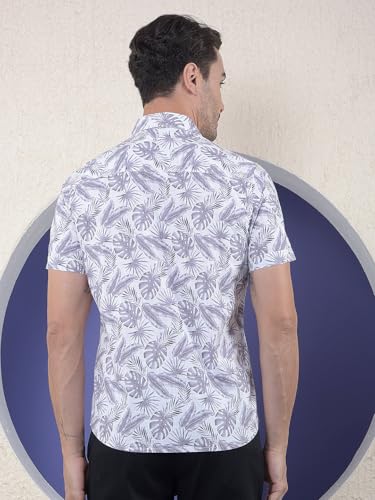 Crimsoune Club men's printed purple casual cotton shirt with long sleeves, featuring a stylish design and comfortable fit.