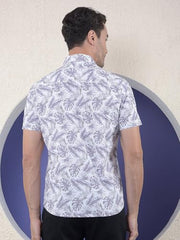 Crimsoune Club men's printed purple casual cotton shirt with long sleeves, featuring a stylish design and comfortable fit.