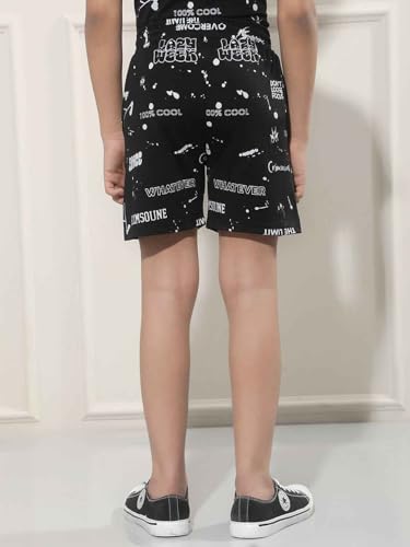 Crimsoune Club Boy's Black Typographic Print Shorts (7-8Y)