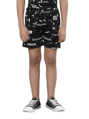 Crimsoune Club Boy's Black Typographic Print Shorts (7-8Y)