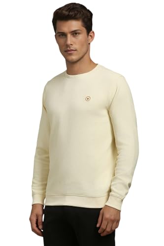 Louis Philippe Men Casual Cream Textured Sweatshirt