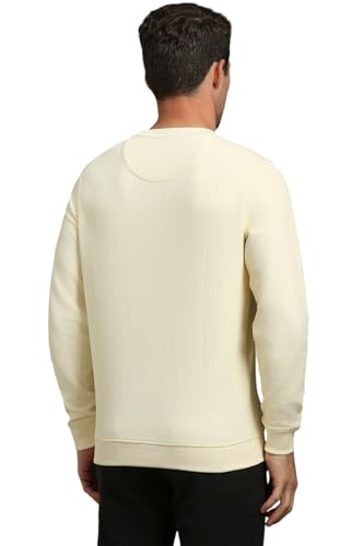 Louis Philippe Men Casual Cream Textured Sweatshirt