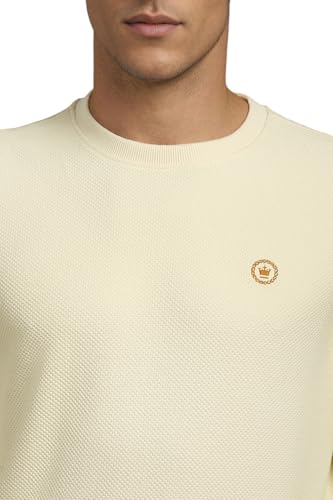 Louis Philippe Men Casual Cream Textured Sweatshirt