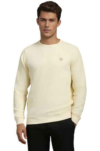 Louis Philippe Men Casual Cream Textured Sweatshirt