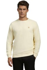 Louis Philippe Men Casual Cream Textured Sweatshirt