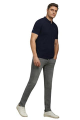 Louis Philippe men's navy solid polo neck T-shirt, short-sleeve upper wear, casual men's clothing on a white background