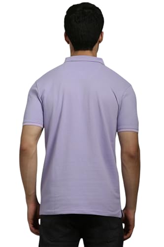 Louis Philippe Men Lilac Solid Polo Neck T-Shirt