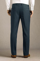 Louis Philippe Men Navy Textured Flat Front Formal Trousers
