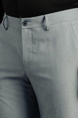 Louis Philippe Men Light Blue Solid Flat Front Formal Trousers