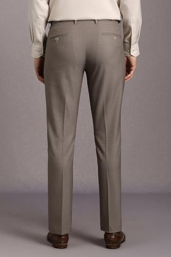 Louis Philippe Men Brown Textured Flat Front Formal Trousers