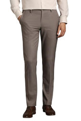 Louis Philippe Men Brown Textured Flat Front Formal Trousers