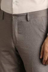 Louis Philippe Men Brown Textured Flat Front Formal Trousers