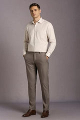 Louis Philippe Men Brown Textured Flat Front Formal Trousers
