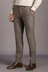 Louis Philippe Men Brown Textured Flat Front Formal Trousers