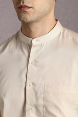 Louis Philippe Men's Solid Slim Fit Shirt (LPSFMSLPI82794_Beige