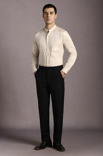 Louis Philippe Men's Solid Slim Fit Shirt (LPSFMSLPI82794_Beige