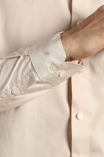 Louis Philippe Men's Solid Slim Fit Shirt (LPSFMSLPI82794_Beige