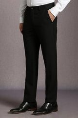 Louis Philippe Men Black Solid Flat Front Formal Trousers