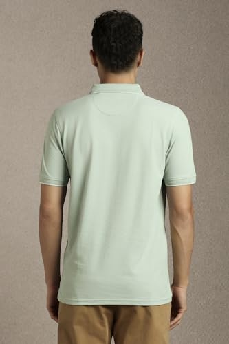 Men Green Solid Polo Neck T-Shirt