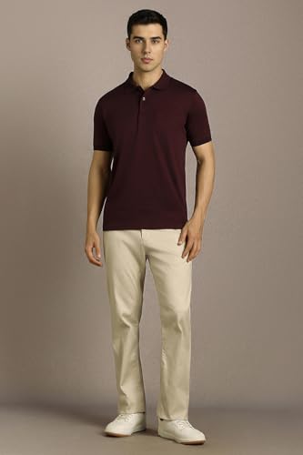Men Maroon Solid Polo Neck T-Shirt