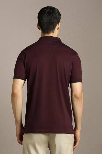 Men Maroon Solid Polo Neck T-Shirt