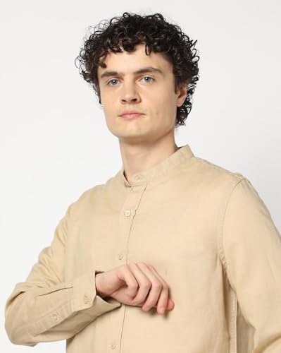 GAP Men's Band Collar Full Sleeve Shirt