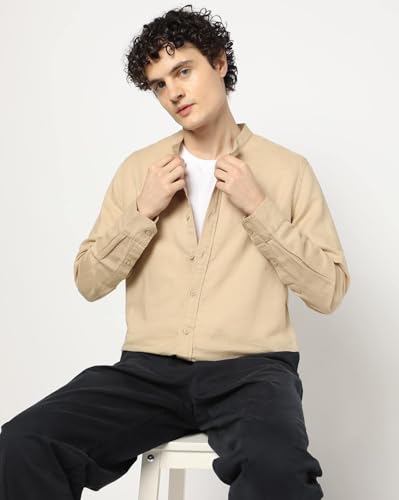 GAP Men's Band Collar Full Sleeve Shirt
