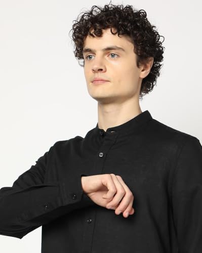 GAP Men's Band Collar Full Sleeve Shirt