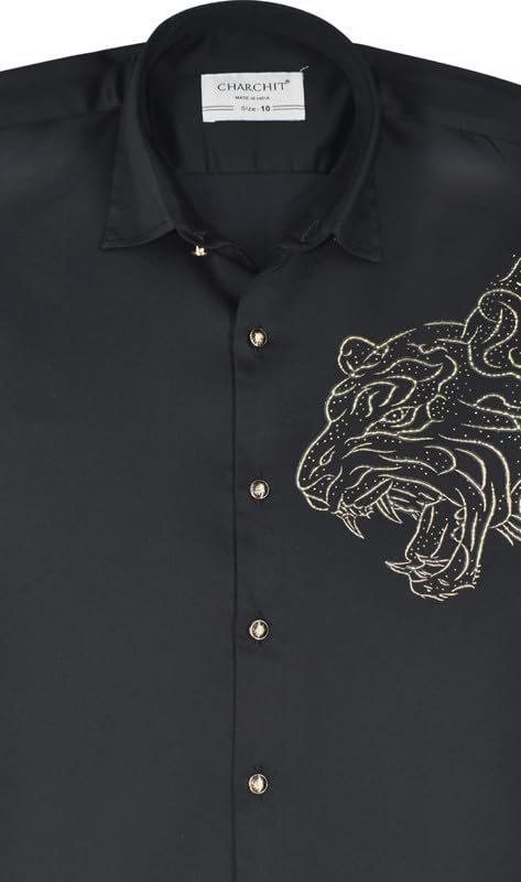 CHARCHIT Boys Regular Fit Plain Full Sleeve Shirt Black