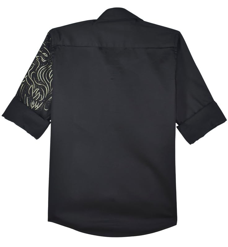 CHARCHIT Boys Regular Fit Plain Full Sleeve Shirt Black