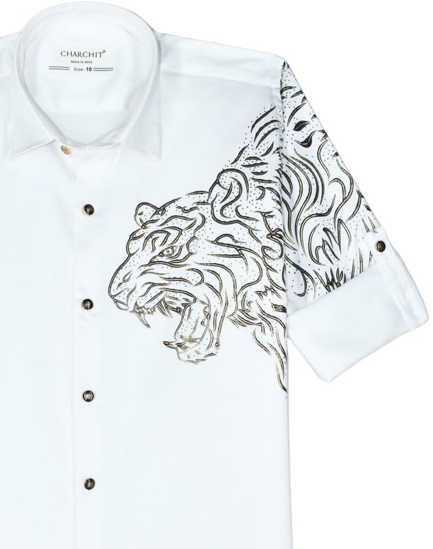 CHARCHIT Boys Regular Fit Plain Full Sleeve Shirt White