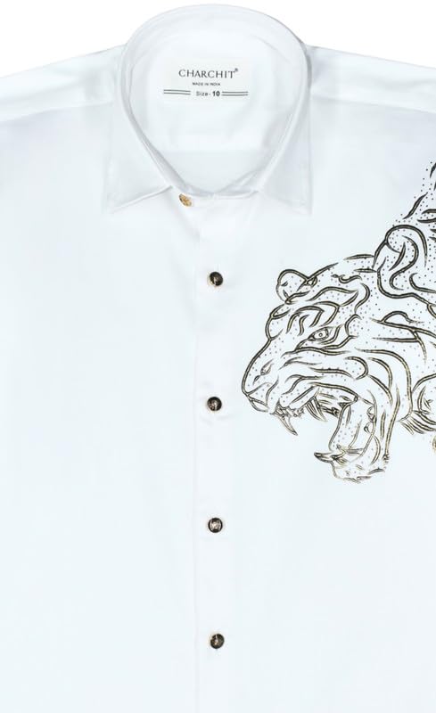 CHARCHIT Boys Regular Fit Plain Full Sleeve Shirt White