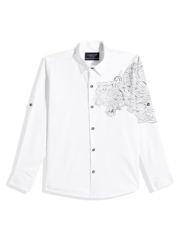 CHARCHIT Boys Regular Fit Plain Full Sleeve Shirt White