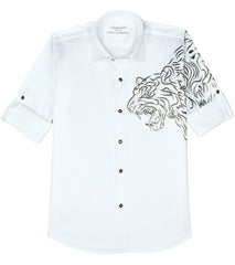 CHARCHIT Boys Regular Fit Plain Full Sleeve Shirt White