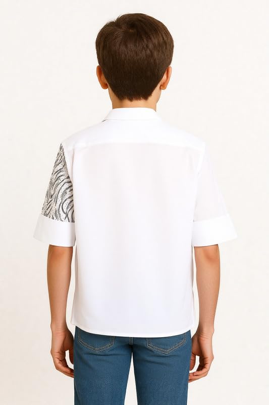 CHARCHIT Boys Regular Fit Plain Full Sleeve Shirt White