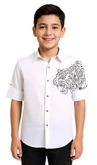 CHARCHIT Boys Regular Fit Plain Full Sleeve Shirt White