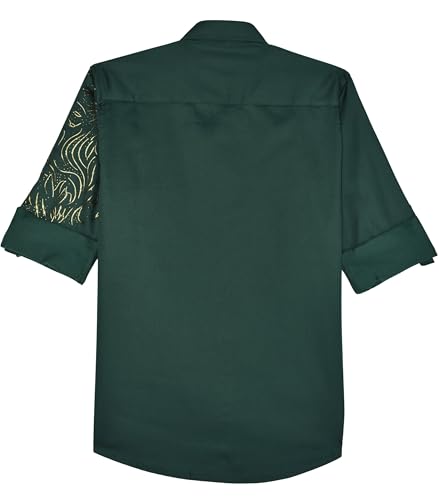 CHARCHIT Boys Regular Fit Plain Full Sleeve Shirt DarkGreen