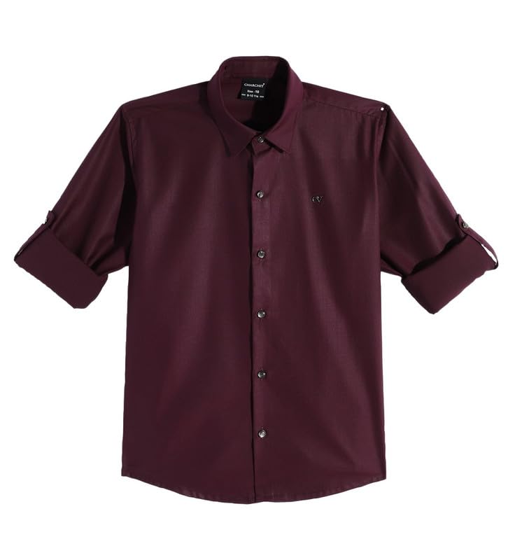 CHARCHIT Boys Plain Wrinkle Free Shirt Maroon