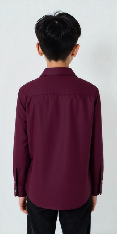 CHARCHIT Boys Plain Wrinkle Free Shirt Maroon
