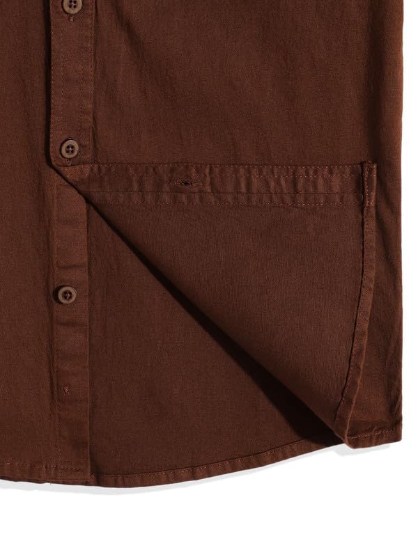 CHARCHIT Boys Full Sleeves Printed Casual Shirt & T-Shirt Brown