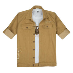 CHARCHIT Boys Plain Full Sleeve Jacket with Regular Fit T-Shirt Khaki