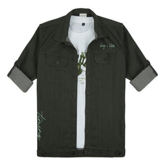 CHARCHIT Boys Plain Full Sleeve Jacket with Regular Fit T-Shirt Green