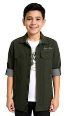 CHARCHIT Boys Plain Full Sleeve Jacket with Regular Fit T-Shirt Green