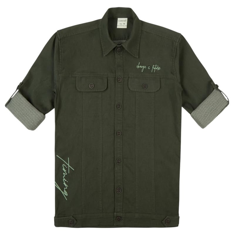 CHARCHIT Boys Plain Full Sleeve Jacket with Regular Fit T-Shirt Green